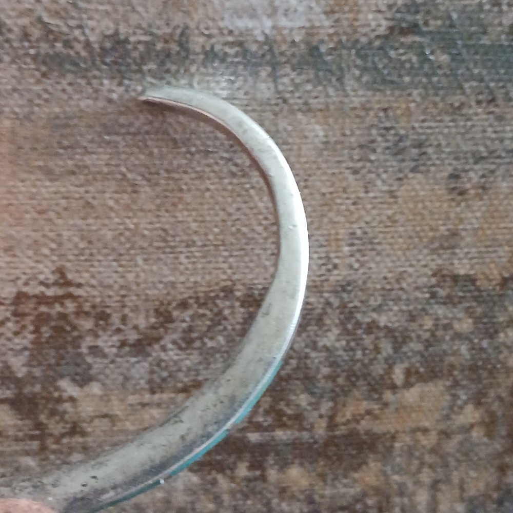 Turquoise Inlay Sterling Cuff Native American Handmade Vintage Small - Picture 5 of 12